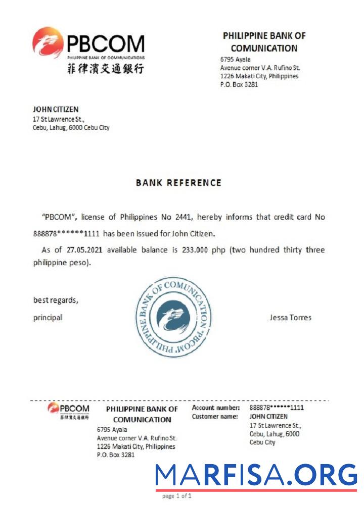 Downloadable Philippines PBCOM reference download for verification